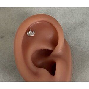 Silver Crown Tear Drop Crystal Cartilage Earring Brand New